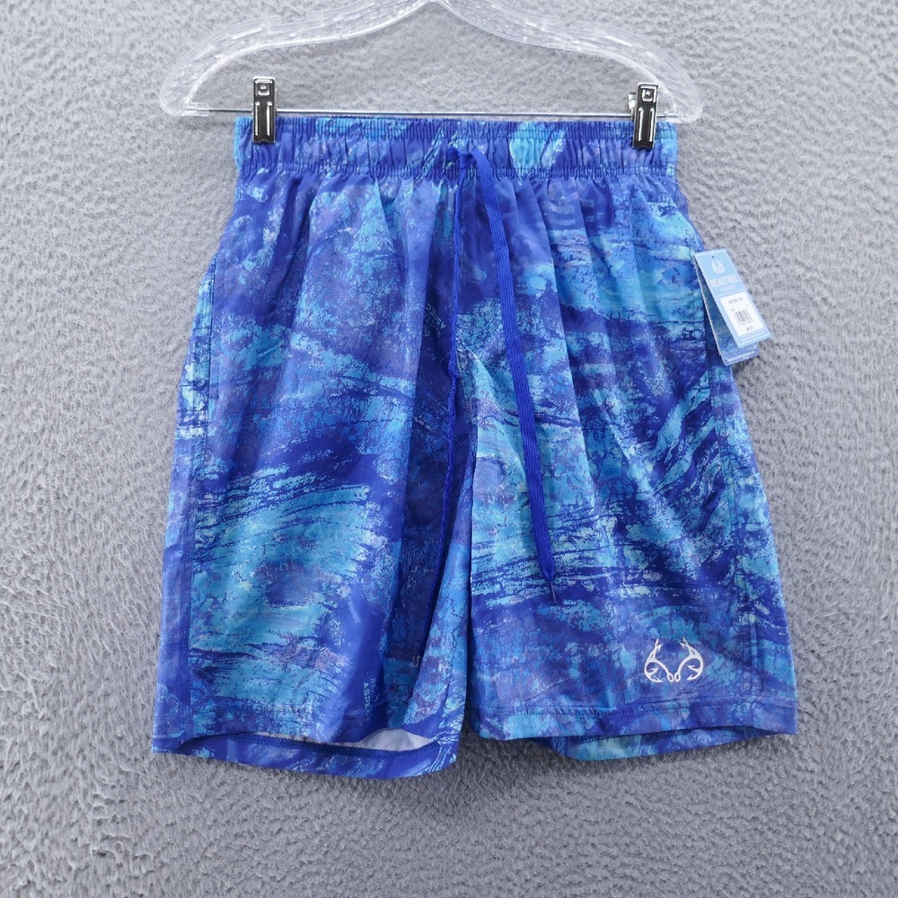 Realtree Fishing Mens Ohana Swim‎ Trunk Medium Blue UPF 50 Drawstring Lined NEW